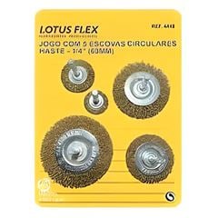 JOGO C/5 ESCOVAS CIRCULARES HASTE 1/4