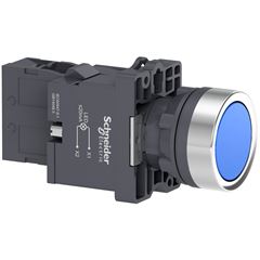 BOTAO 22MM PLASTICO ILUMI. LED 220VAC AZ