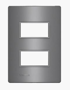 PLACA 4X2 2 POSTOS + SUPORTE CINZA